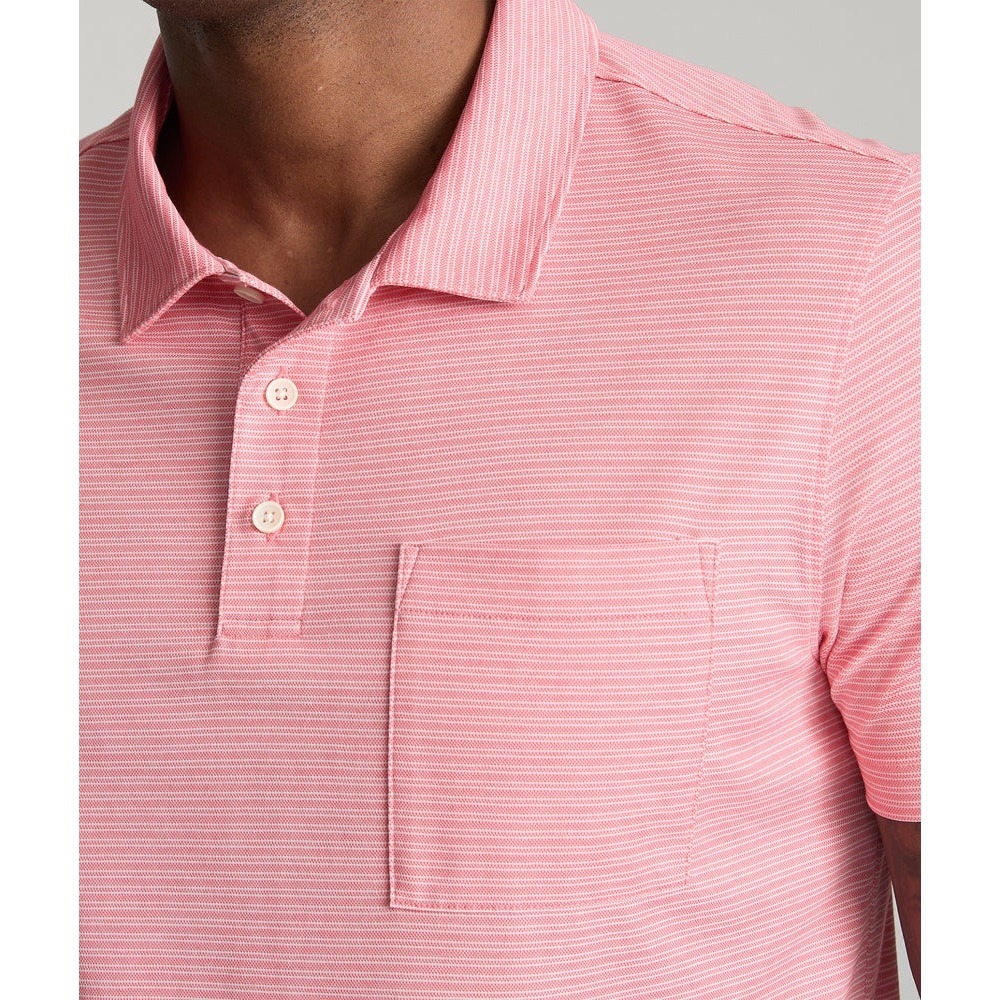 UNTUCKit Gilbert Striped Performance Polo Mens XL Pink White Short Sleeve 42038